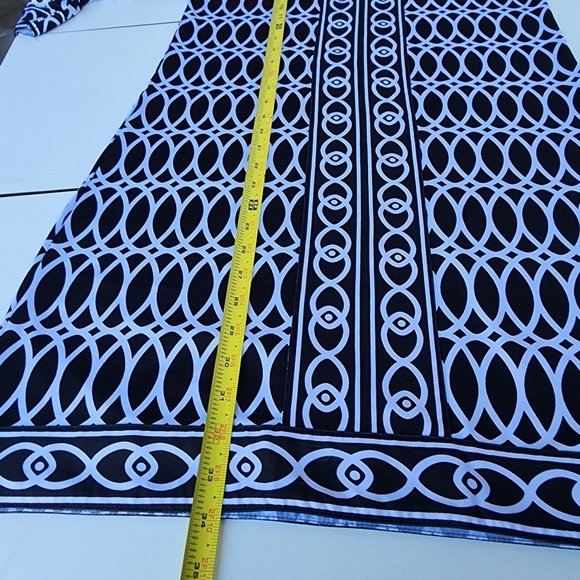 Mud Pie Tunic Dress Black White Geometric Print V Neck Balloon Sleeve Shif S 4-6 - Picture 10 of 10